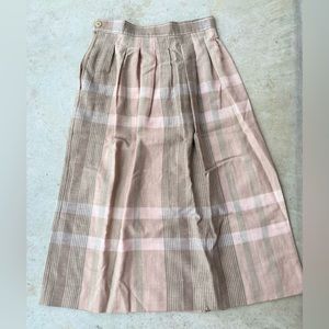 Vintage Neutral Pleated Midi Skirt